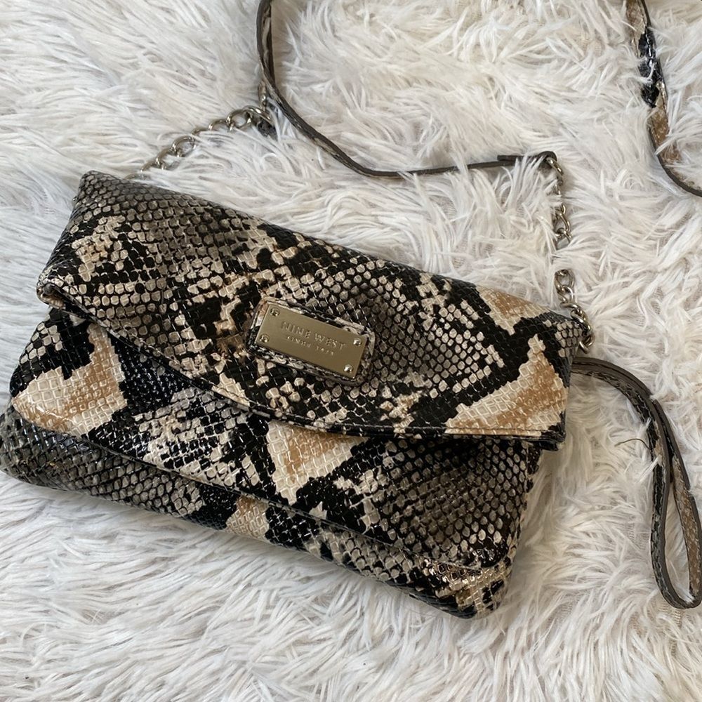 Nine West Snakeskin Convertible Crossbody Clutch Bag